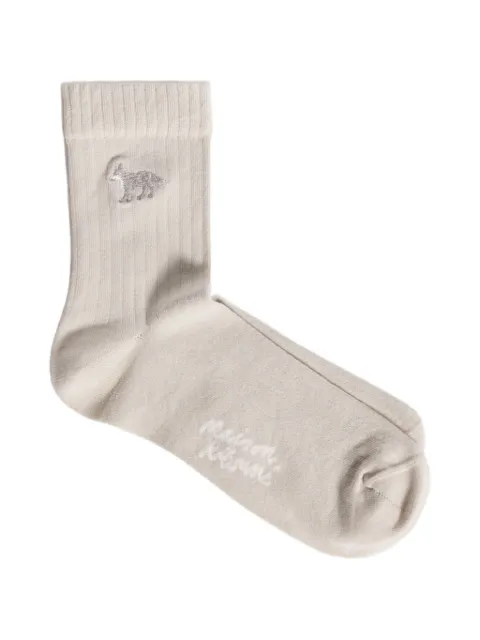 Maison Kitsuné Baby Fox ribbed socks Neutrals MRUAS04KT1124