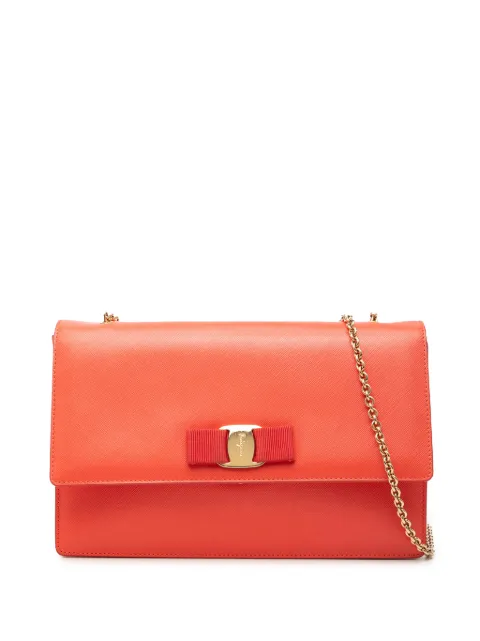 Ferragamo Pre-Owned 2010-2026 Leather Vara Bow Chain crossbody bag Orange MV9EVYI9H32YO3P9