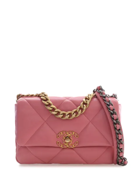 CHANEL Pre-Owned 2021-2026 Medium Lambskin 19 Flap satchel Pink PO4O3QC4DLDECY49