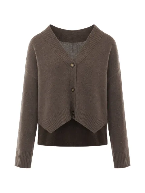 LouLou de Saison Kaia ribbed-trim cardigan Brown KAIALDSCOFFEE