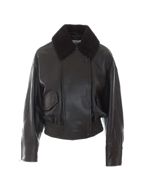 IVY OAK shearling-collar leather jacket Brown IO30600079BR289