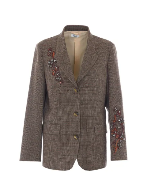 LIU JO blazer prince of wales check with rhinestones tartan Brown WF6414T733AL9175