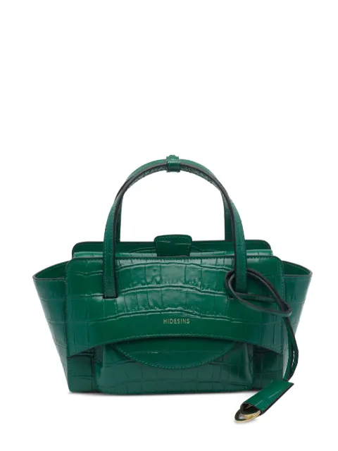 HIDESINS Small Flap crocodile-effect patent leather tote bag Green FL13CCGRS