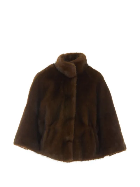 VALENTINI 1972 funnel-neck concealed-fastening jacket Brown 4118COCOA