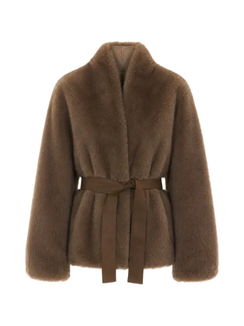 VALENTINI 1972 belted faux-fur jacket Brown 4133TAUPE