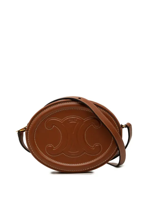 Celine Pre-Owned 2022 Small Calfskin Cuir Triomphe Oval crossbody bag Brown 4C7FMAP7SO8KKZ8H