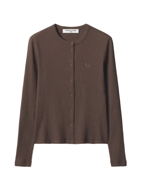 Maison Kitsuné Baby Fox ribbed-knit cardigan Brown MRWJC00KA0052