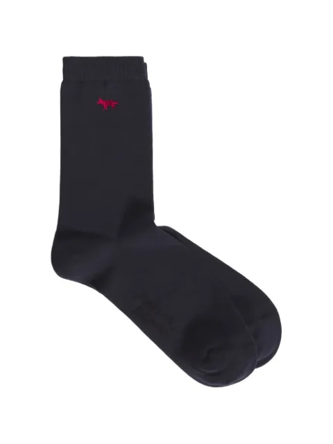 Maison Kitsuné fox-patch ribbed-trim socks Blue MRUAS02KT1248
