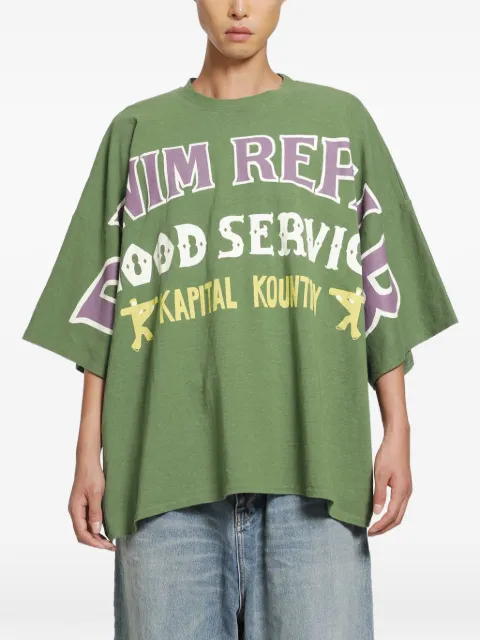 KAPITAL Huge-T slogan-print T-shirt Green EK1602SCA