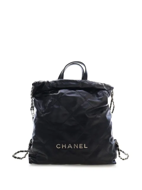 CHANEL Pre-Owned 2021-2026 Large Quilted Shiny Calfskin 22 backpack Black 8C90U3C7L696E2DL