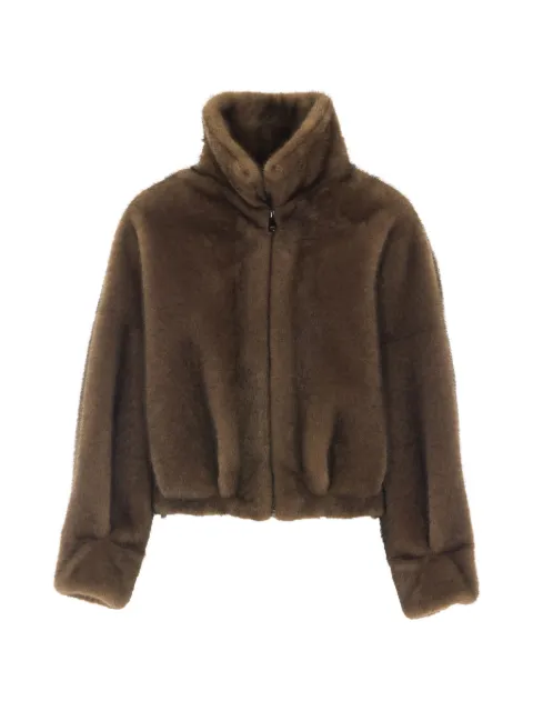 VALENTINI 1972 high-neck faux-fur jacket Green 4104KHAKI