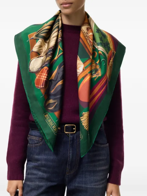 Burberry Knight & Day silk scarf Green 8132610