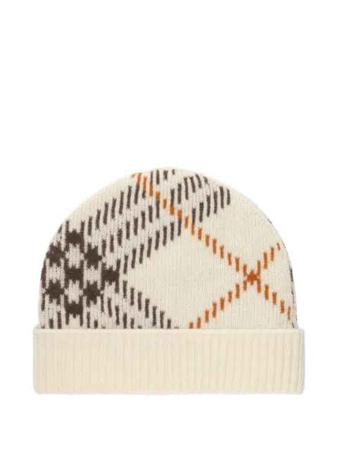 Burberry Check cashmere blend beanie Neutrals 8132887
