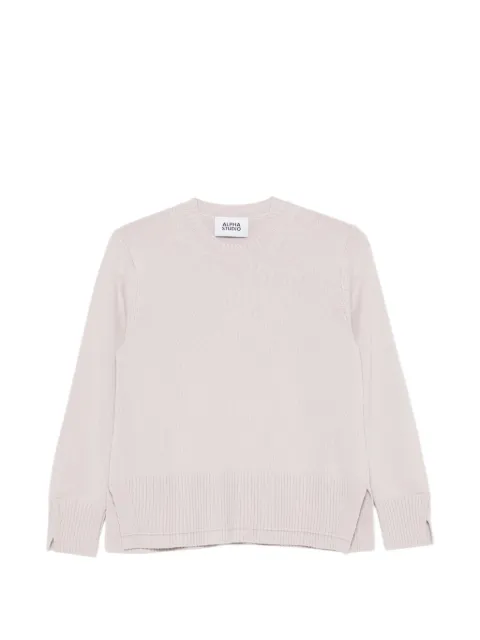 ALPHA STUDIO ribbed-trim side-slit knit Neutrals AD8300C