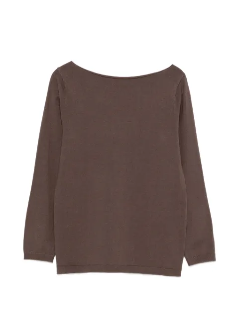 ALPHA STUDIO boat-neck long-sleeve knit Brown AD8422C