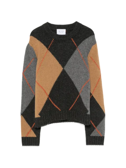 BeYou round-neck argyle-knit sweater Grey CD1222F6