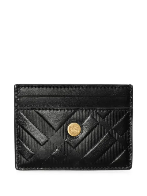 Burberry embossed Check card case Black 8135100