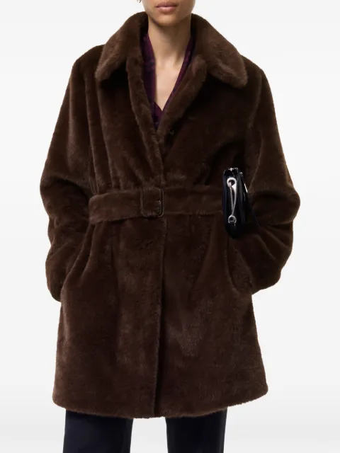 Burberry short belted faux fur lightweight coat Brown 8135349