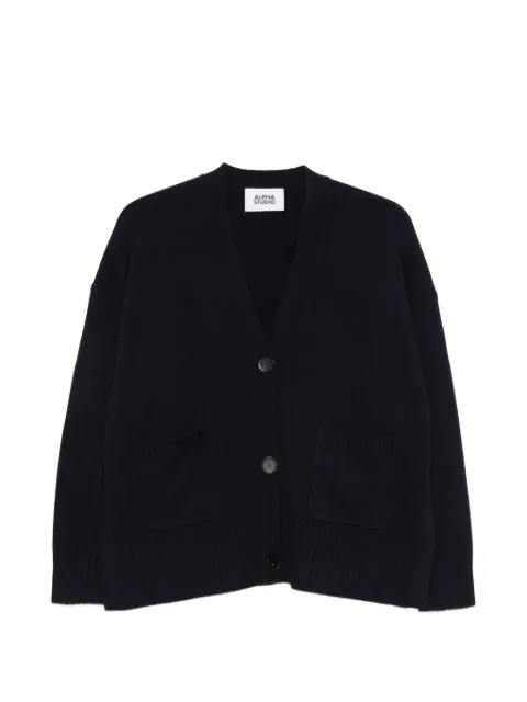 ALPHA STUDIO patch-pocket knitted cardigan Blue AD8301E