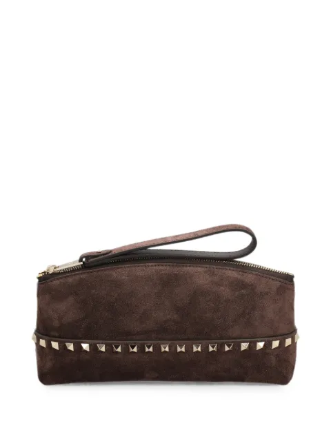Valentino Garavani Rockstud suede clutch bag Brown WP0BB5KQQ