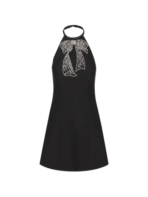 Valentino Garavani crystal-embroidered bow mini dress Black BVALH01CF