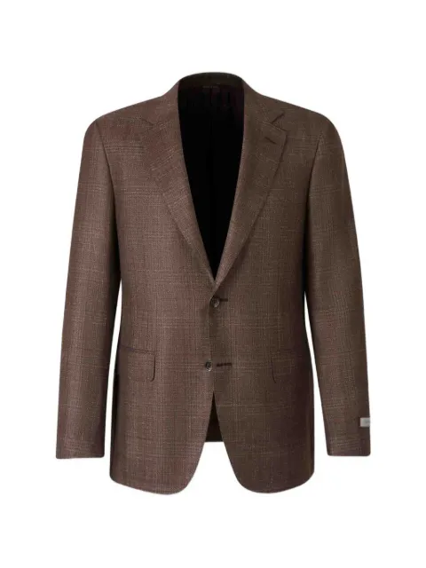 Canali check-pattern notched-lapels jacket Brown 12280CF05320