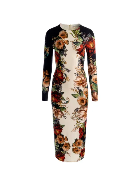 alice + olivia Delora floral-print long-sleeve midi dress Black CC608P20551