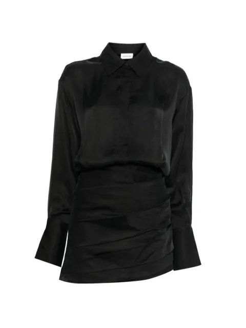 THE ANDAMANE Andrea ruched-detail long-sleeves mini dress Black T200101BTNV147
