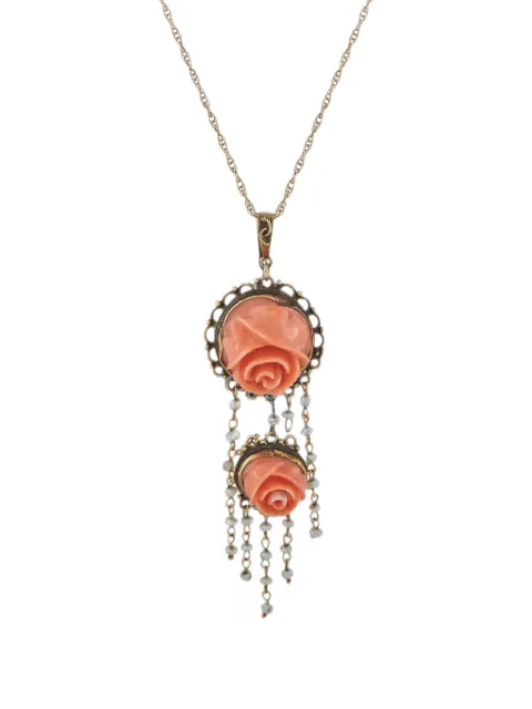 LB Exclusive coral and pearl pendant necklace Gold MF03071726