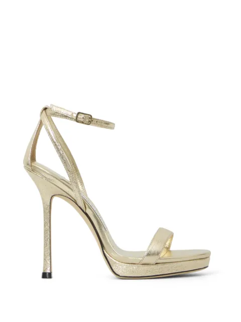 Jimmy Choo Moza Platform 120 platinum brilliance fabric sandals Gold MOZAPF120DXBOO0016