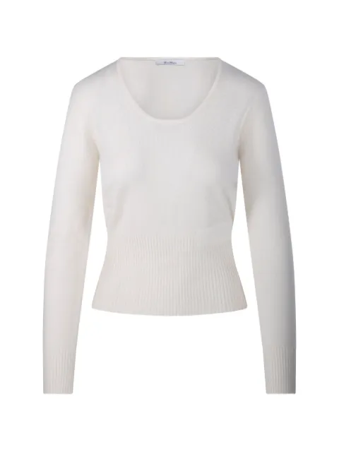 Max Mara ribbed-knit scoop-neck sweater Neutrals 2621366142600