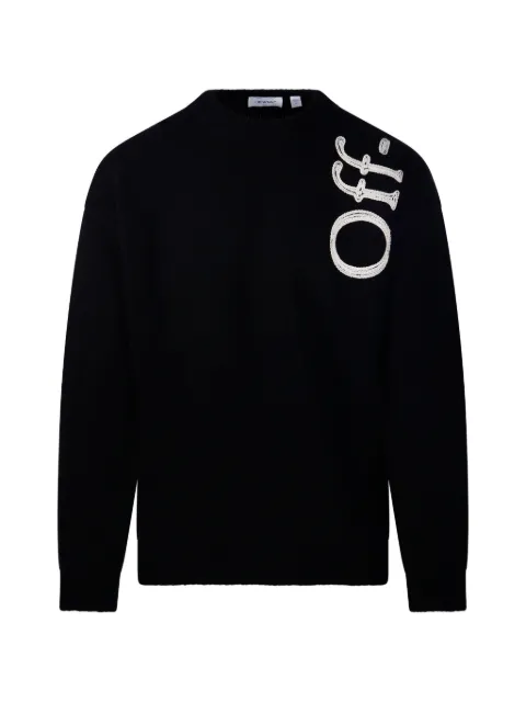 Off-White logo-embroidered knitted sweater Black 44MHE213F26K001