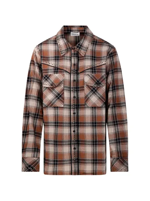 P.A.R.O.S.H. stud-embellished checked shirt Brown COWBOYD380658B