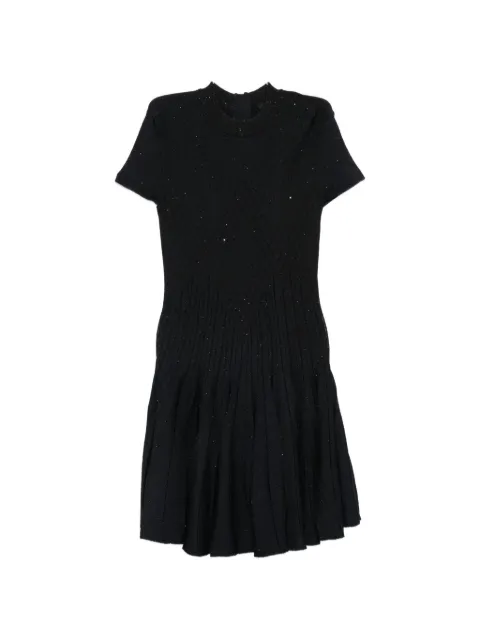 Balmain sequin-embellished ribbed-knit mini dress Black HF1R7510KK04
