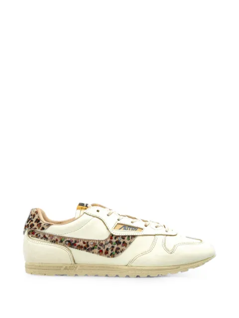 Autry Windspin leopard-print panelled leather sneakers Neutrals NVLWJT01