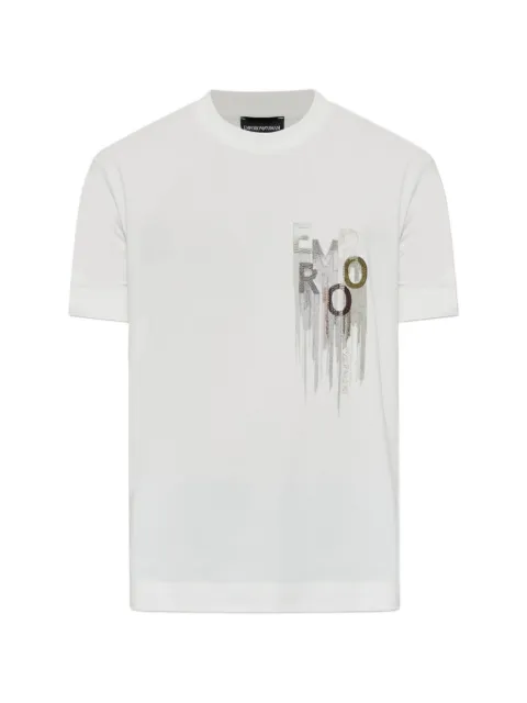 Emporio Armani heavy-jersey T-shirt with embroidered logo White EM006811AF13715