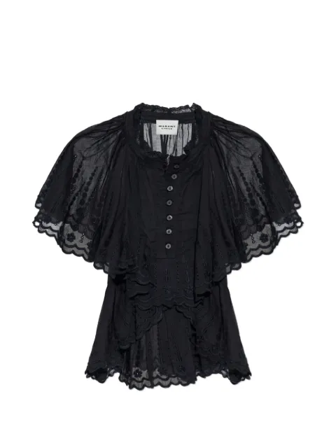 MARANT ÉTOILE Lorna ruffled broderie-anglaise top Black HT0920FAD3J10E