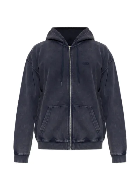 Diesel zip-up hoodie in treated cotton fleece Blue A228090KIBZ