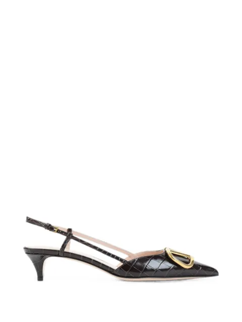Valentino Garavani VLogo Signature crocodile-effect leather pumps Brown 8W2S0Q70LUR