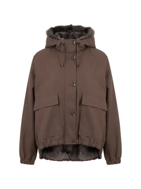 VALENTINI 1972 hooded raglan-sleeve coat Brown K6103REV