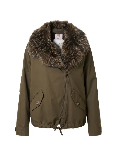 VALENTINI 1972 faux-fur trim hooded jacket Green K6101