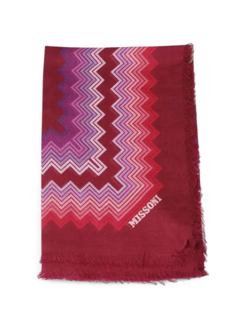 Missoni zigzag-print fringed scarf Red SL80MMDA958099