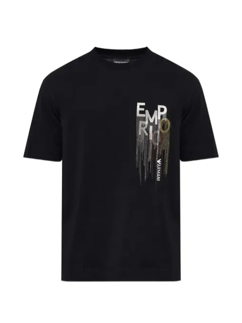Emporio Armani heavy-jersey T-shirt with embroidered logo Black EM006811AF13715