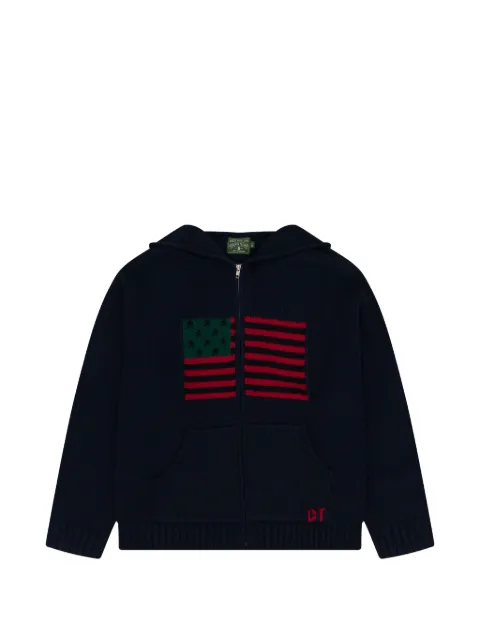 Denim Tears Flag zip-up hooded cardigan Blue DT897