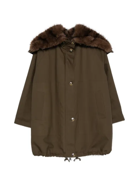 VALENTINI 1972 faux-fur trim drawstring coat Green K6102REV