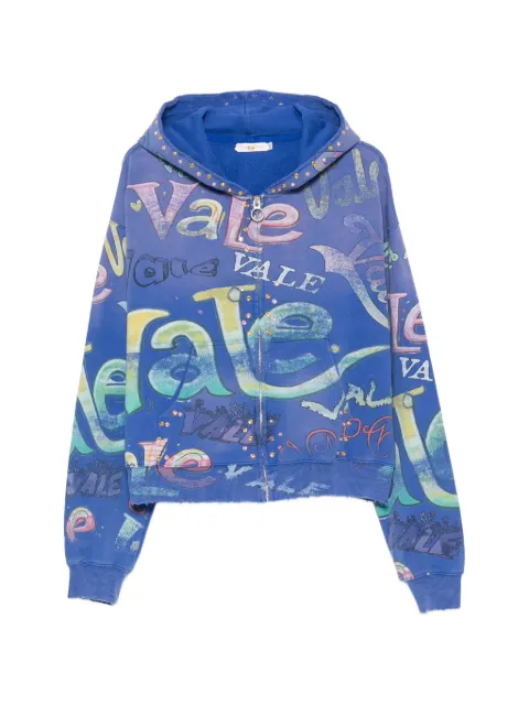 Vale stud-embellished logo-print hoodie Blue ICEBERGZIPUPVIOLA