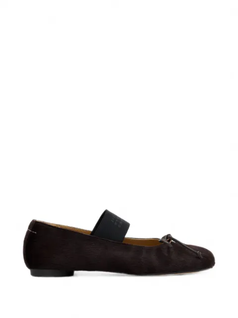 MM6 Maison Margiela Anatomic Numeric elastic ballerinas in pony hair Brown S66WZ0040P7868