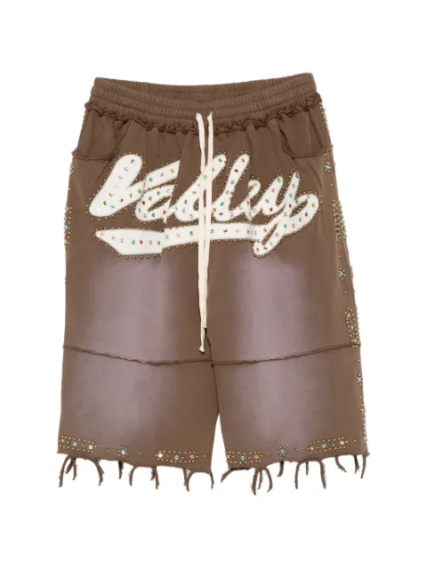 Vale embellished logo-patch shorts Brown SKITTLESWORTSCHOCOLATE