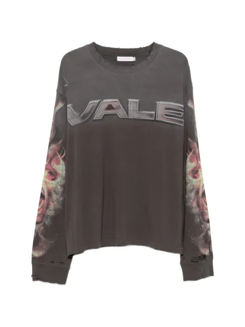 Vale graphic-print distressed top Black BUDOKAILS