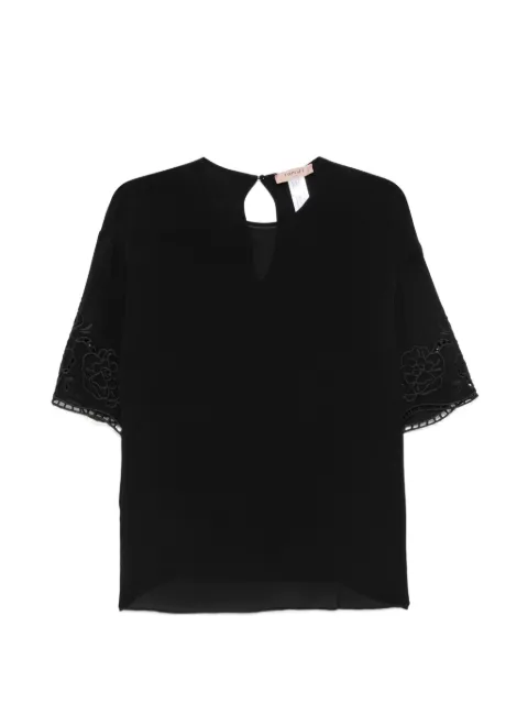 TWINSET floral-embroidered T-shirt Black 262TP2720